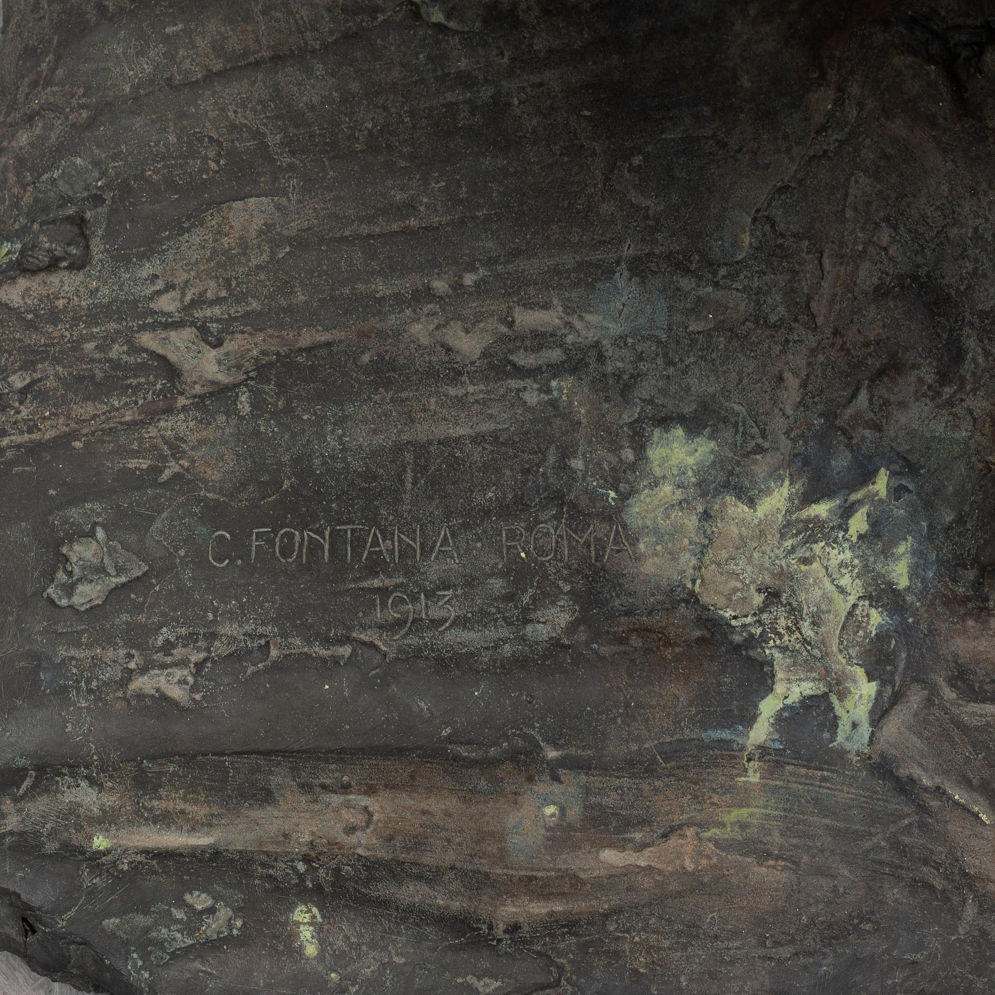 CARLO FONTANA, a signed and dated bronze sculpture, signed C. Fontana Roma 1913.