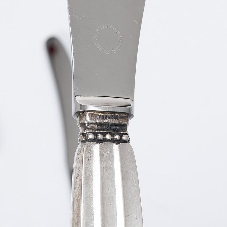 Georg Jensen, bestick, 30 delar, sterling silver, modell "Konge/Acorn", design Johan Rohde, Köpenhamn, Danmark, efter 1945.