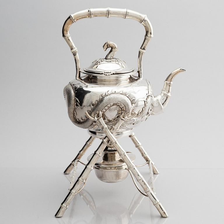 Teservis, fem delar, silver. Wang Hing & Co, Hong Kong & Canton.