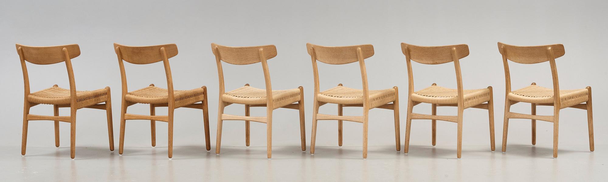 Hans J. Wegner, HANS J WEGNER, stolar, 6 st,  "CH-23 Spisestolen", Carl Hansen & Son, Odense, Danmark.