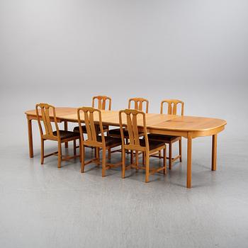 Carl Malmsten, matsalsgrupp, 7 delar, "Ambassadör", Åfors Möbelfabrik.