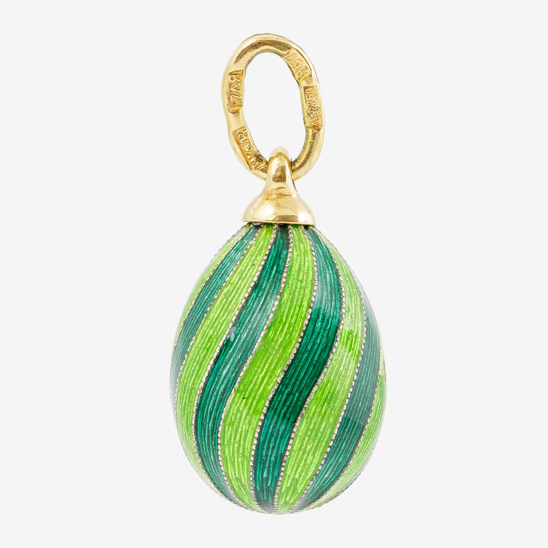 W.A. Bolin, pendant in the form of an egg, 18K gold and silver and enamel.