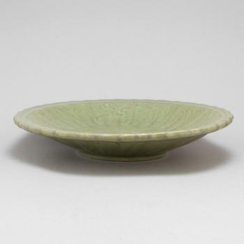 A celadon glazed dish, Ming dynasty (1368-1644).