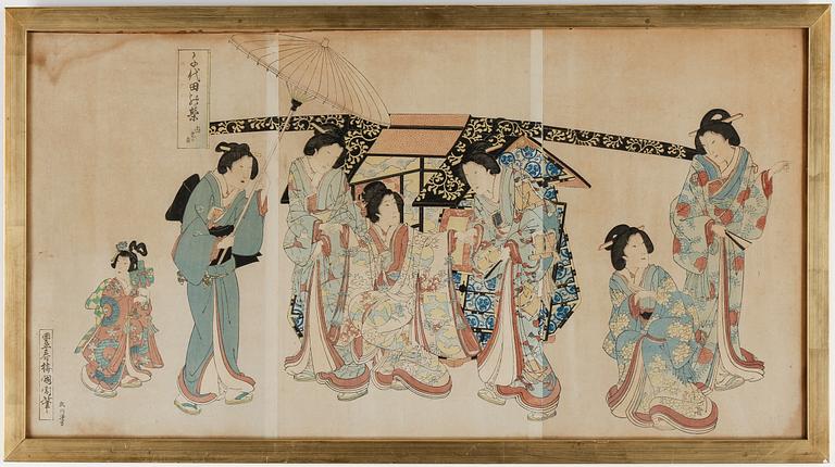 TOYOHARA KUNICHIKA, kolorerat träsnitt, Japan, 1800-tal.