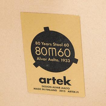 Alvar Aalto, barstolar, 4 st, 80 years stool 60, Artek, 2013.