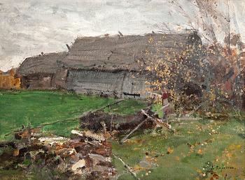 341. Constantine Korovine, VIEW WITH A BARN.