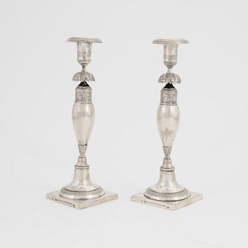 Ljusstakar, ett par, silver, senempire, troligen Berlin, Tyskland 1800-talets mitt.