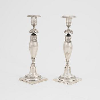 A pair of late empire silver candlesticks, probably Berlin, Germany mid 19th century.