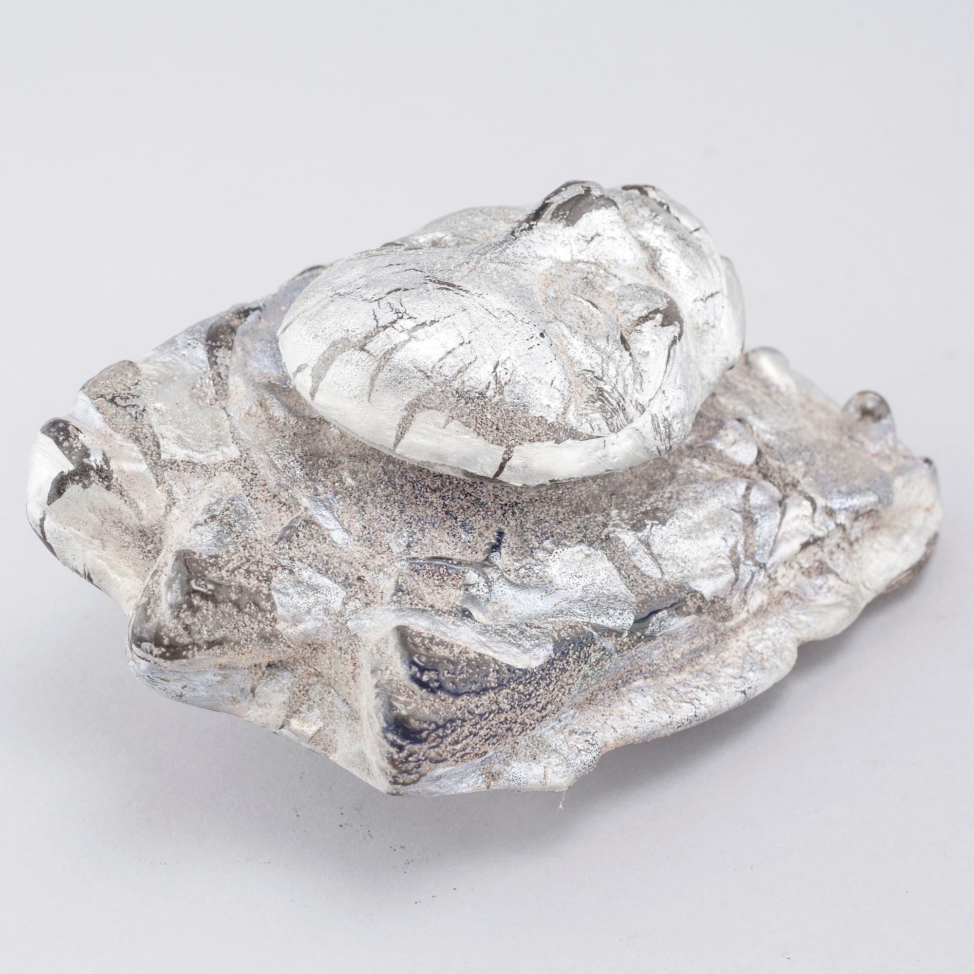 two glass objects, signed.