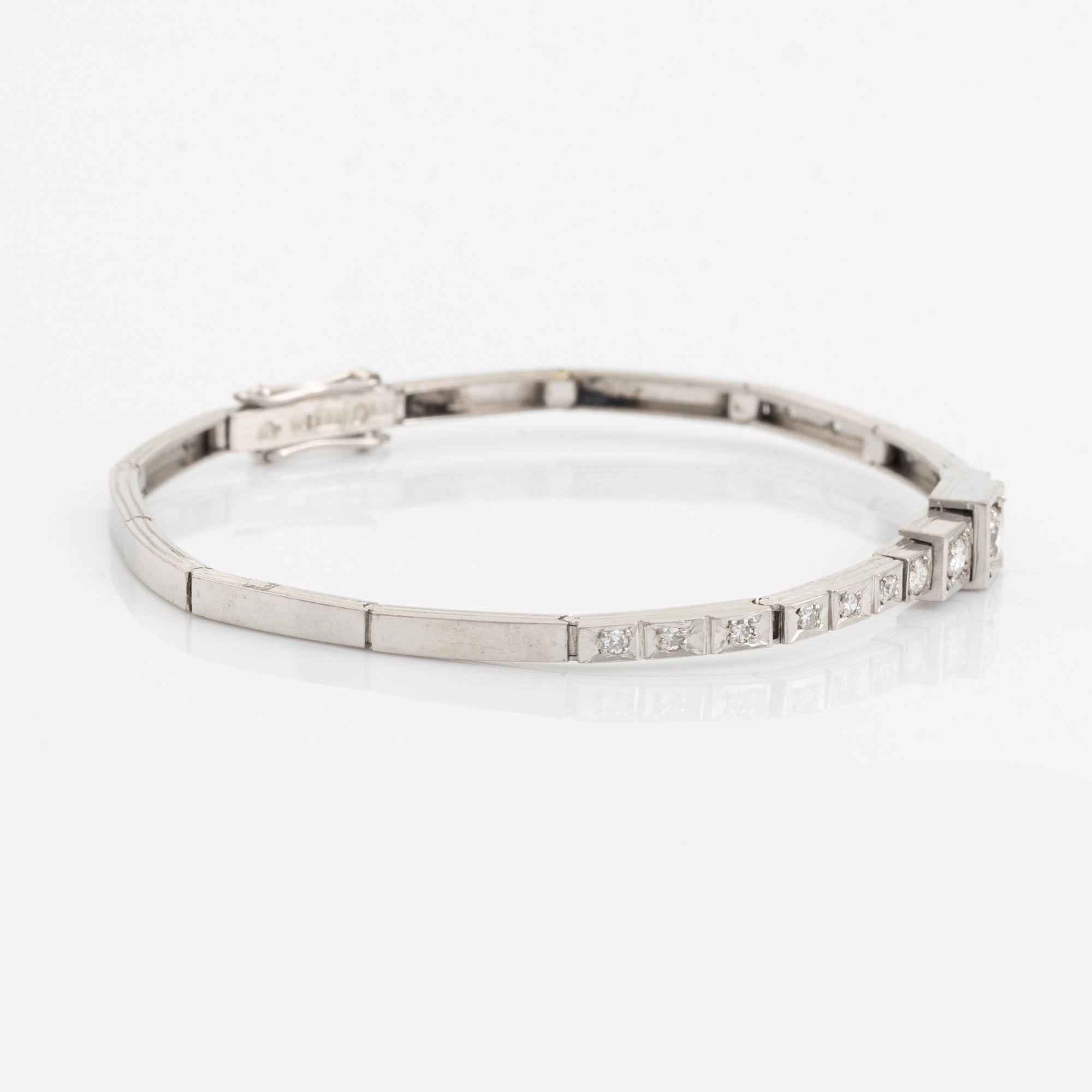 Armband med briljant och åttkantslipade diamanter, Engelbert, Stockholm, 1956.