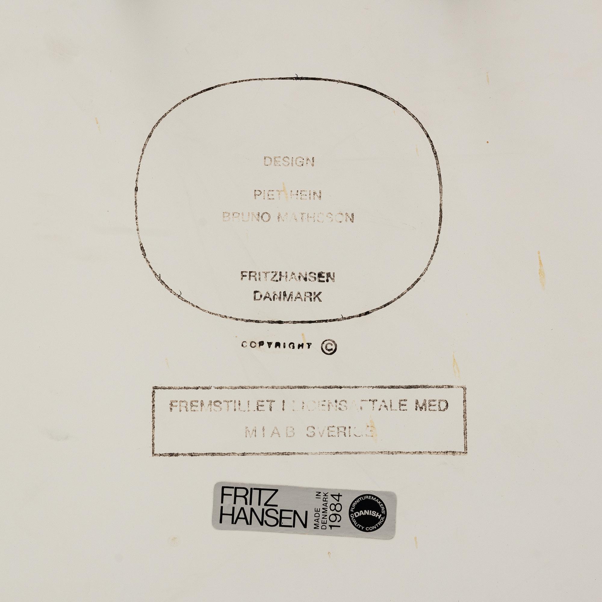 Bruno Mathsson & Piet Hein, dining table, "Superellipse", Fritz Hansen, Denmark, 1984.