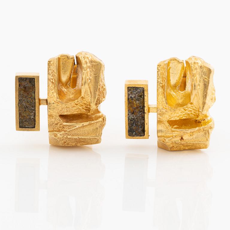 Björn Weckström, a pair of cufflinks 18K gold with enamel, Finland. By Lapponia.