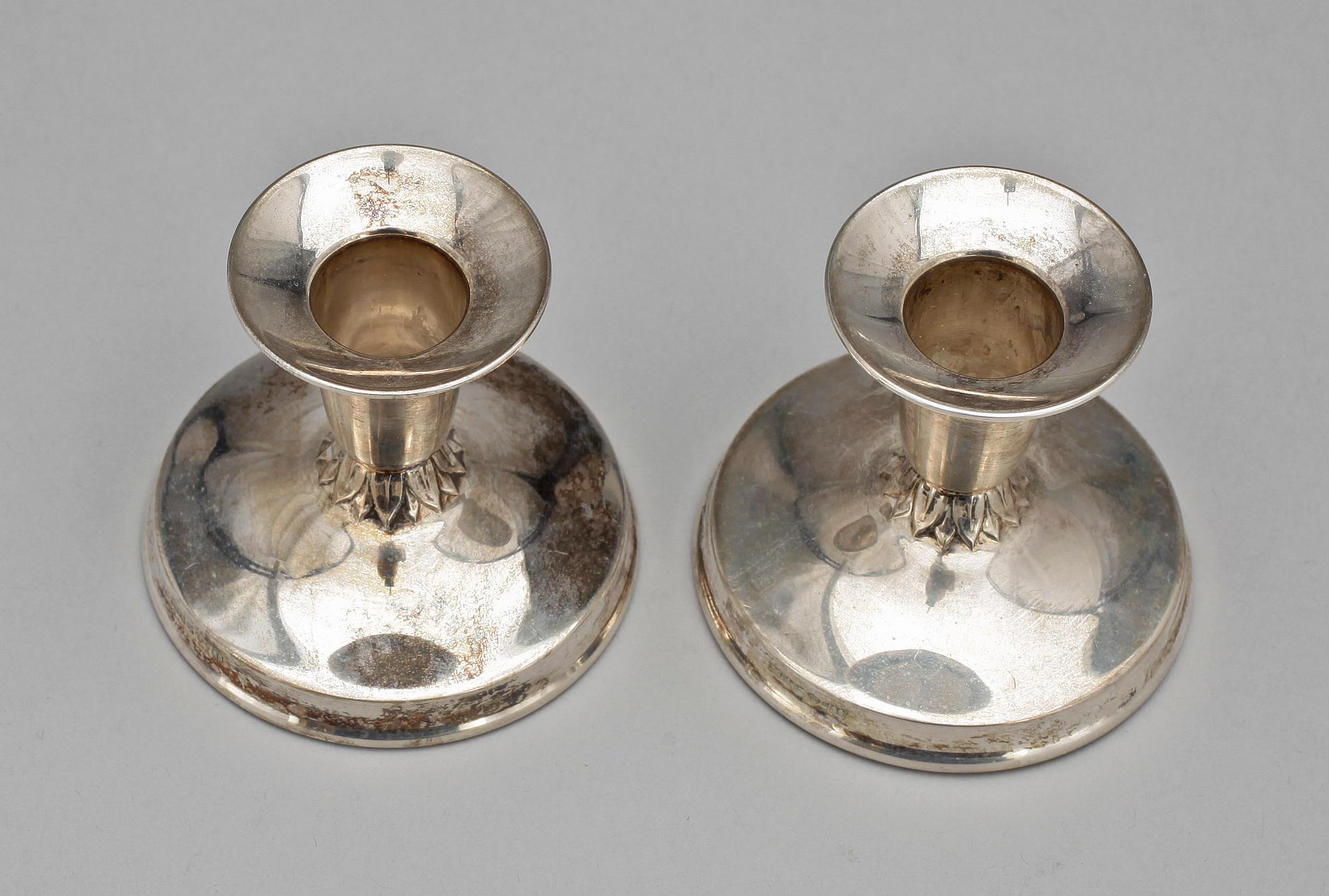 LJUSTAKAR, ett par, silver, empirestil, BEFA, Göteborg, 1968.