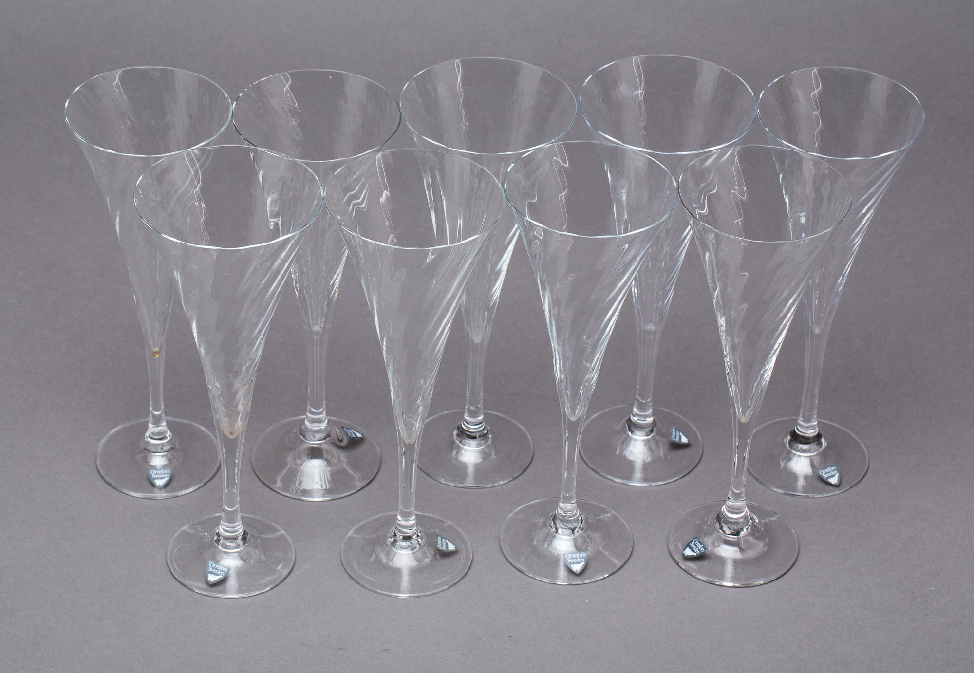 CHAMPAGNEGLAS, 9 st, "Helena", Gunnar Cyrén, Orrefors.