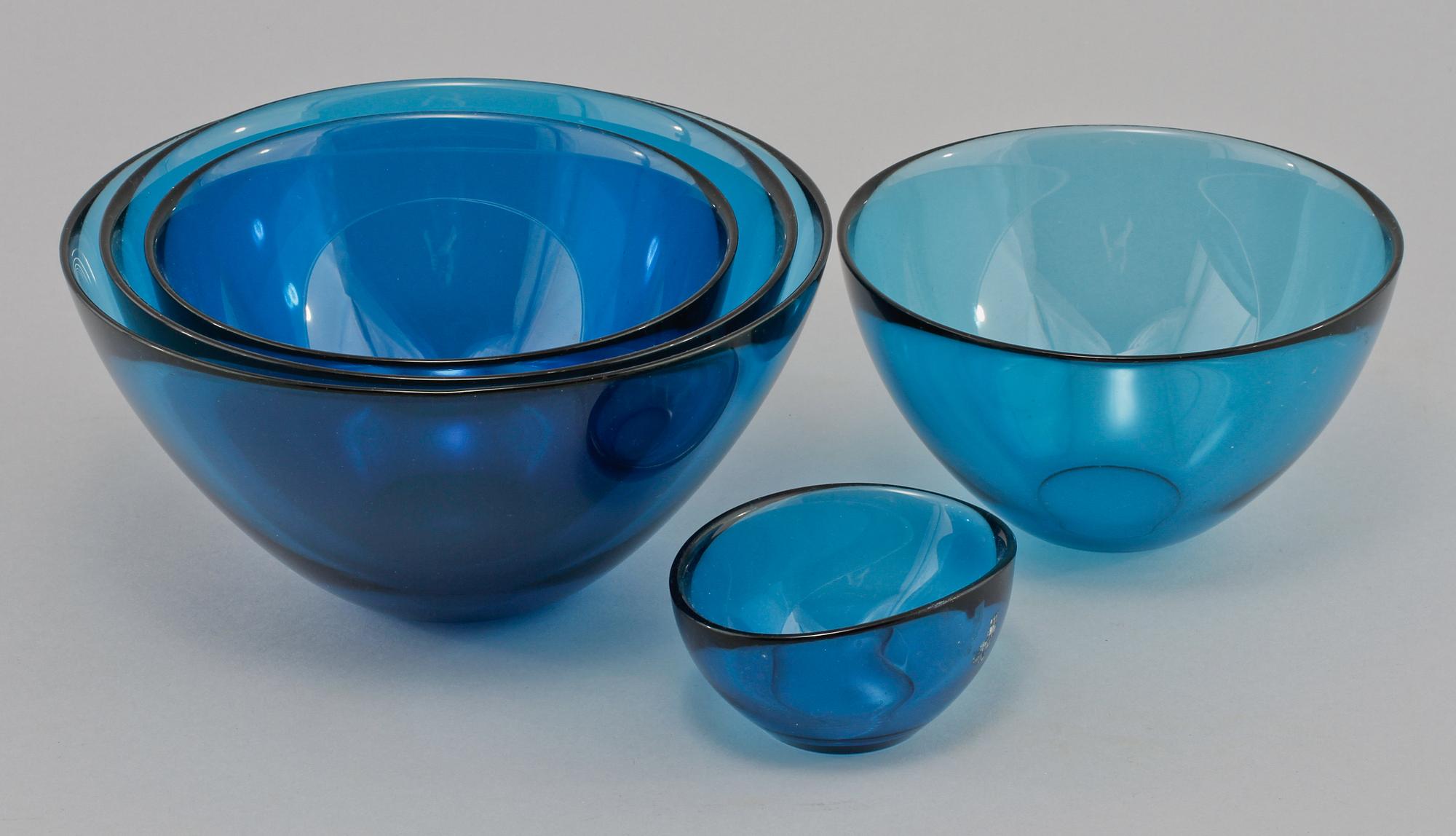SKÅLAR, 5 st, glas, "Fuga", Sven Palmqvist, Orrefors, 1900-talets andra hälft.