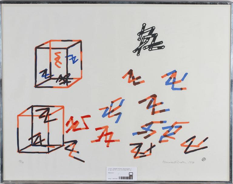 LENNART RODHE, färgseriegrafier, 2 st, sign, dat 1971 o numr 15/75 resp 55/75.