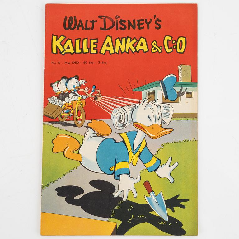 Serietidningar, "Kalle Anka & Co", 14 st, komplett årgång 1950.
