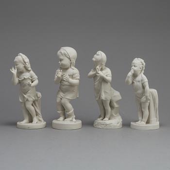 FIGURER, fyra st, parian, Gustafsberg, tidigt 1900-tal.