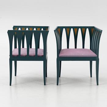 Eliel Saarinen, karmstolar, ett par, "Blue Chair", Adelta, Finland 1983.