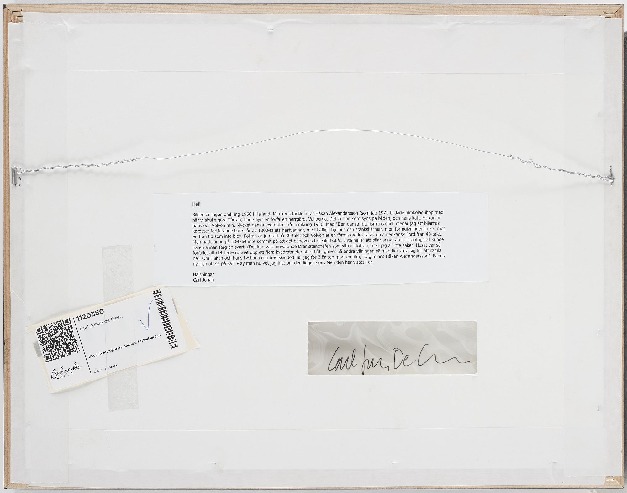 CARL JOHAN DE GEER, gelatin silver print signed on verso, vintage.