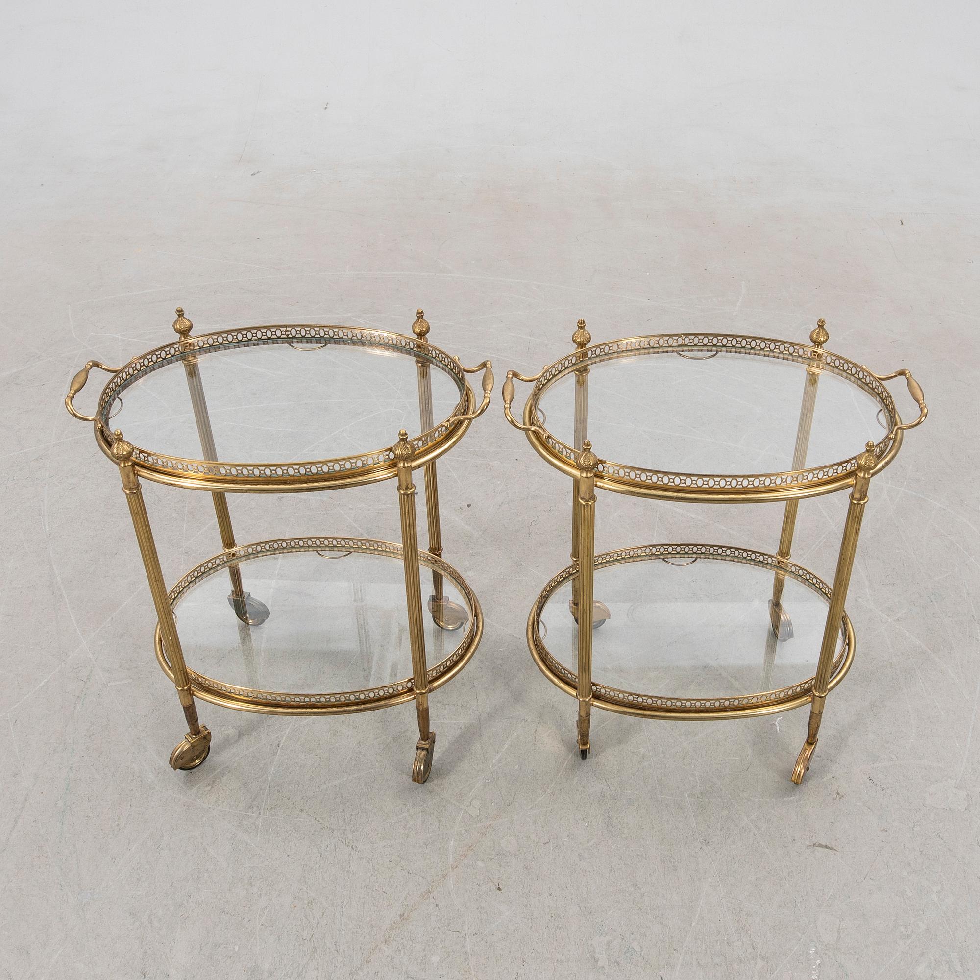 Serveringsvagnar, ett par, Regency/Hollywood-stil, 1900-talets andra hälft.