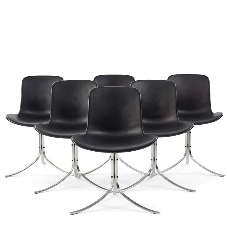 Poul Kjaerholm, a set of six "PK9" chairs, Fritz Hansen, 2020.