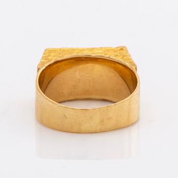 LAPPONIA 18K gold and copper ore, set of ring cufflinks and tie-pin, total weight 33,0 g, Finland 1988, design"Guldsten".