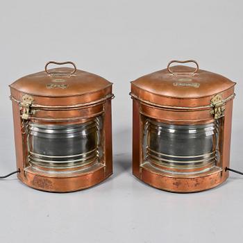 LANTERNOR, ett par, koppar, Thomas Grieve & Sons, North Shields, 1900-talets första del.
