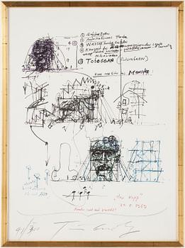 Jean Tinguely · JEAN TINGUELY, färglitografi, signerad och numrerad 41/300.