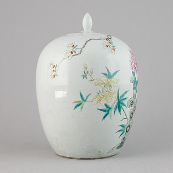 A famille rose jar with cover, China, 20th Century.