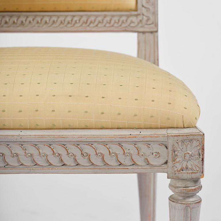 A set of four Gustavian chairs, Stockholm, late 18th century.