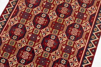 Cover, rya rug, southwestern Skåne, around the year 1900, Approx. 210 x 120 cm.