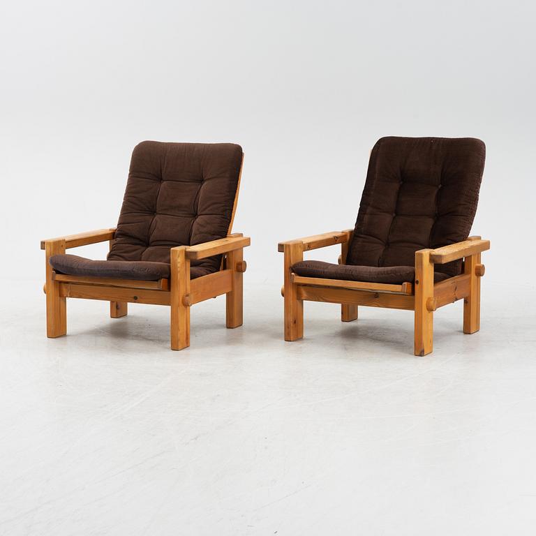 Yngve Ekström, a pair of 'Dymling' easy chairs, Swedese, 1970's.