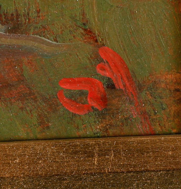 OKÄND KONSTNÄR, olja på pannå, monogramsignerad OD.