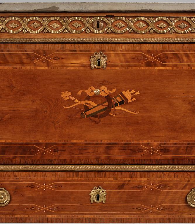 A Gustavian marquetry and ormolu-mounted secretaire by N. P. Stenström (master in Stockholm 1781-90).