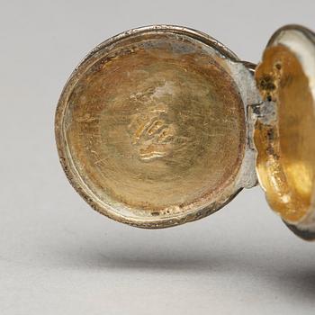 A Rococo, parcel-gilt silver snuff-box, unidentified makers mark, possibly Norway.