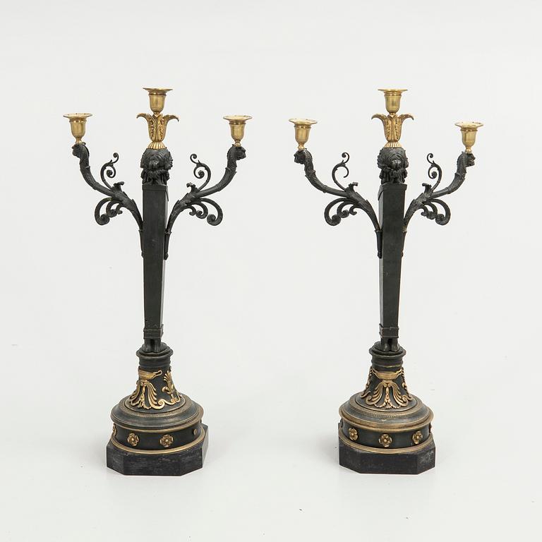 Candelabra, a pair, Empire style, mid-19th century.