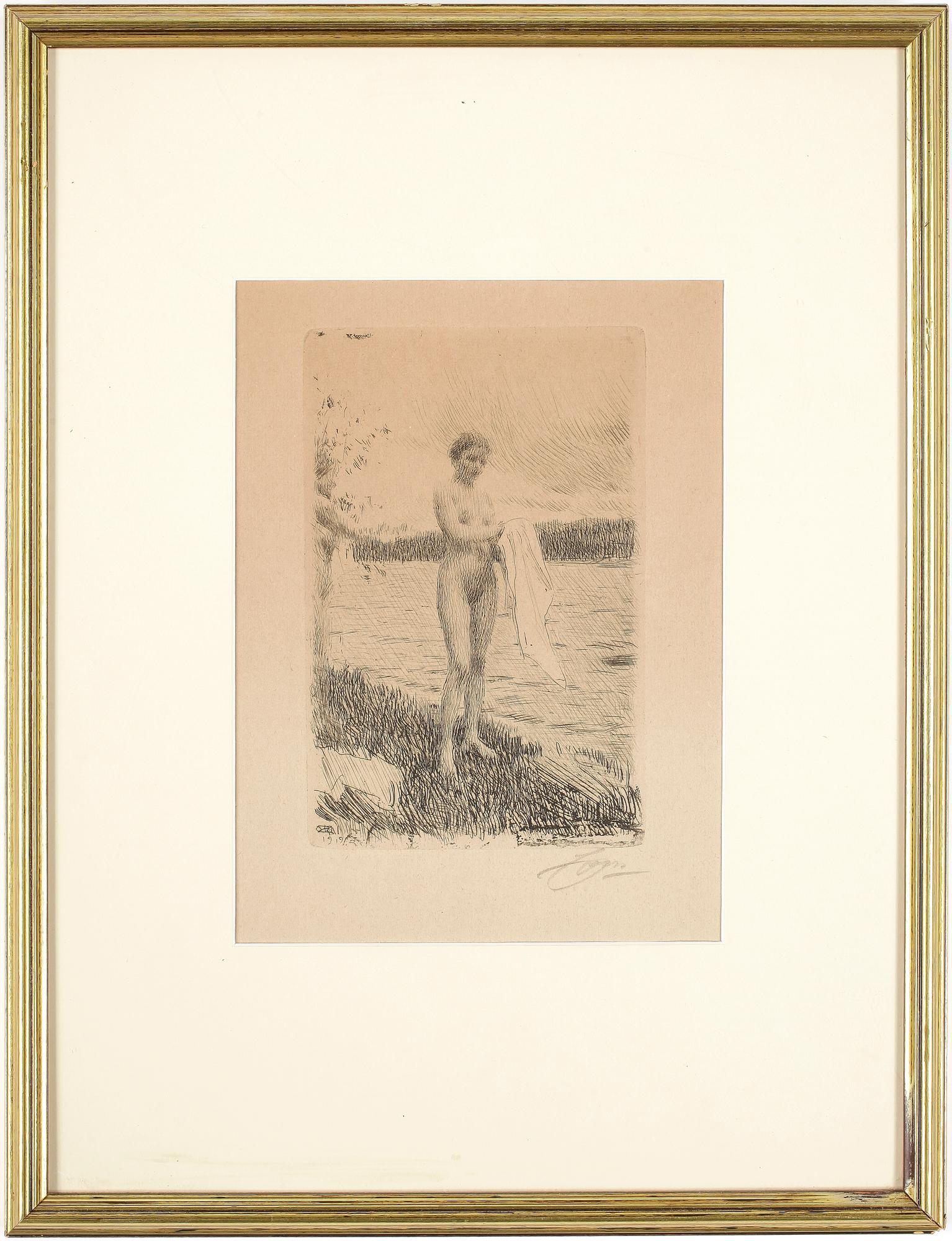 ANDERS ZORN, etsning, 1919, signerad.