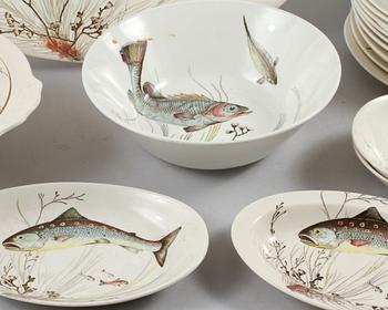 FISKSERVIS, 22 delar, flintgods, Johnson Bros, England, 1900-talets andra hälft.