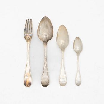 Swedish silver cutlery model "Gammal fransk", 19th Century (49 pieces).