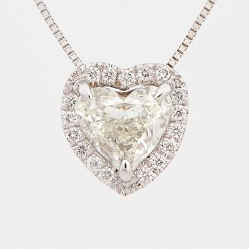 Heart shaped diamond pendant, GIA-report.