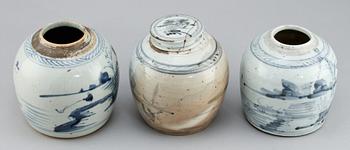 BOJANER, 3 st, porslin, Kina, 1800-tal.