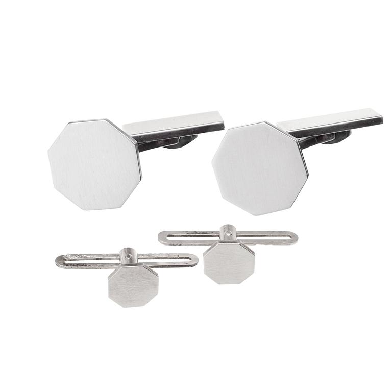 A set of Wiwen Nilsson sterling pair of cufflinks and buttons, Lund 1961-63.