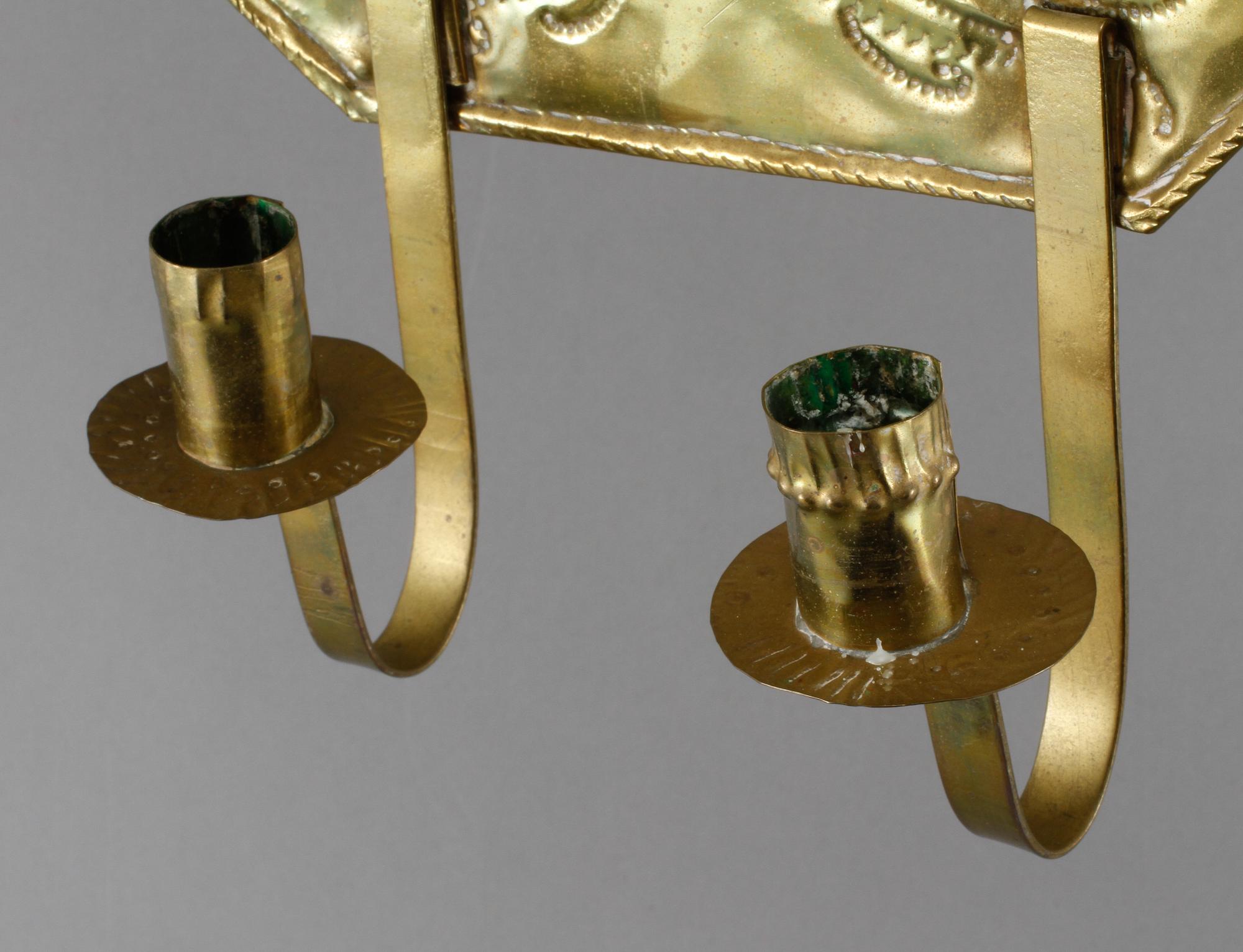 LJUSPLÅT, mässing, barockstil, 1900-talets första hälft.