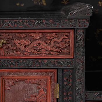 A lacquer display cabinet, late 19th century.