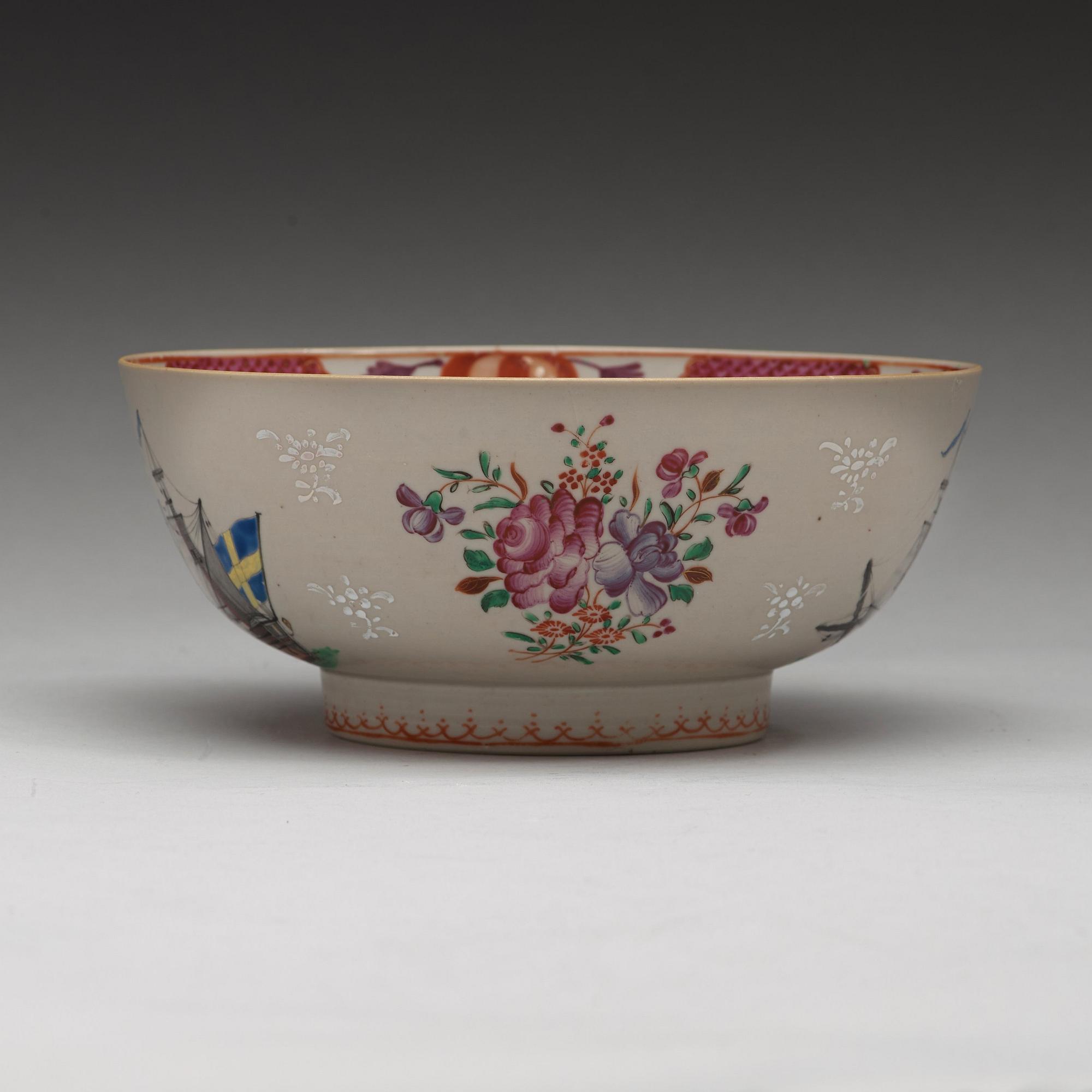 A famille rose 'European Subject' punch bowl, Qing dynasty, Qianlong (1736-95).