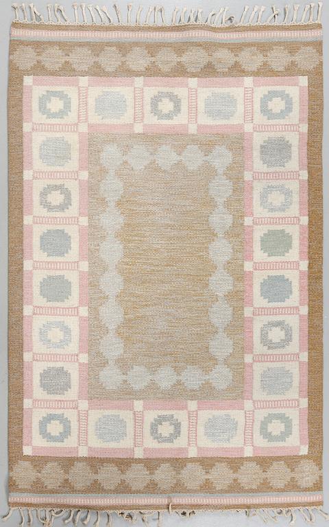 A swedish flat woven carpet, signed  Å (Anna Johanna Ångström), 202 x 138 cm.