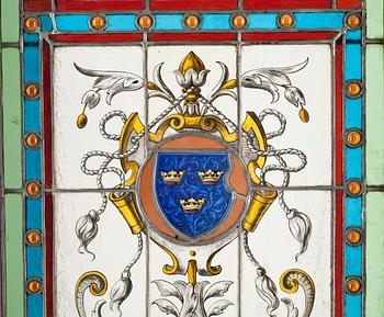 FÖNSTER, 3 st, blyglas, 1800/1900-tal.