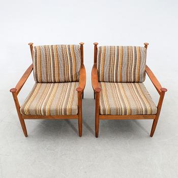 Armchairs, a pair, likely from Denmark, 1960s.