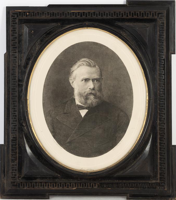 Portrait of Ludvig Nobel (1831-1888), etching.